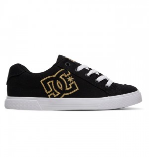 DC Chelsea Canvas Women's Sneakers Black / Gold | VLMXAOW-68