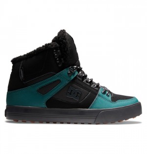 DC Pure High-Top Men's Winter Boots Black / Black / Green | JDGAMEX-08