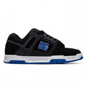 DC Stag Men's Sneakers Black / Blue | PWBXINC-58