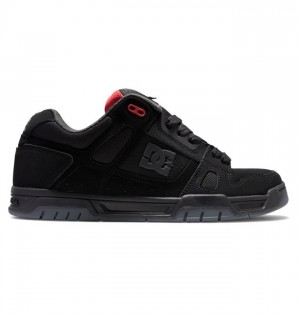 DC Stag Men's Sneakers Black / Grey / Red | TSKQILP-76